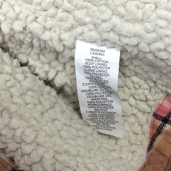 The Children's Place Brown/pink Plaid Button sharpa shacket - Picture 5 of 6